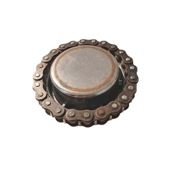 Vintage Bike Chain Metal Ashtray Smoker Motorcycle Biker 4.5" Garage/Man Cave - Picture 4 of 5